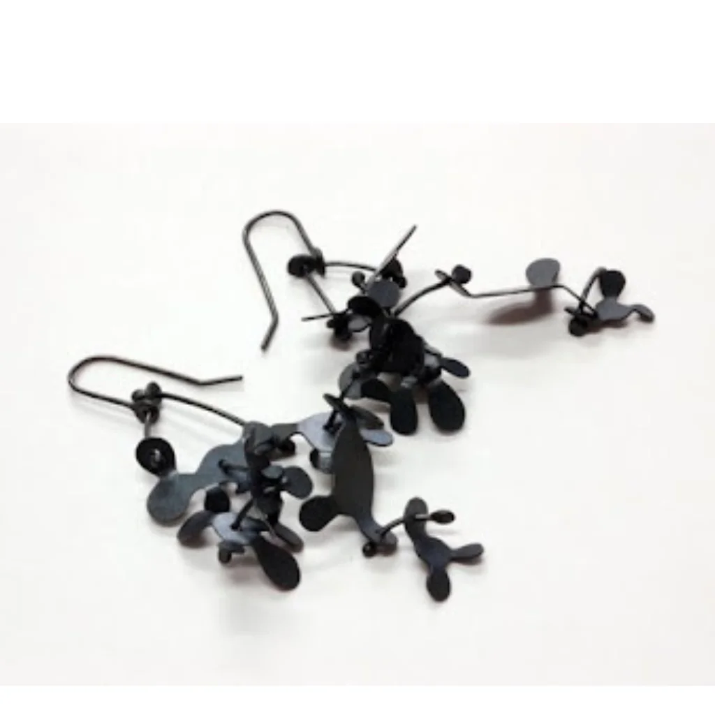 Botanical earrings long black