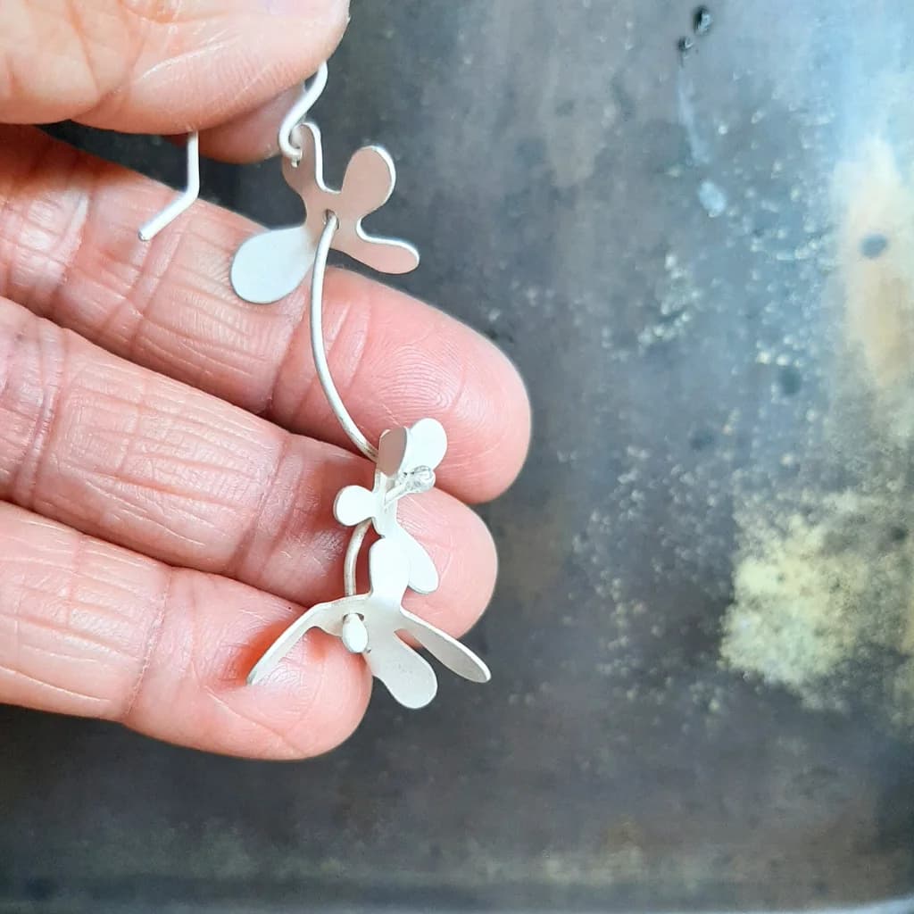Botanical Earrings - short silver - Image 2