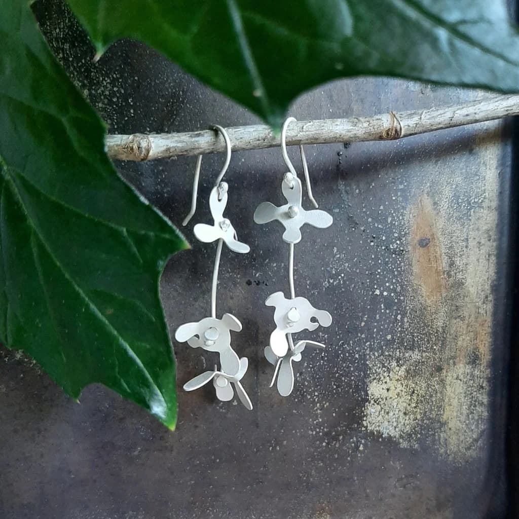 Botanical Earrings - short silver